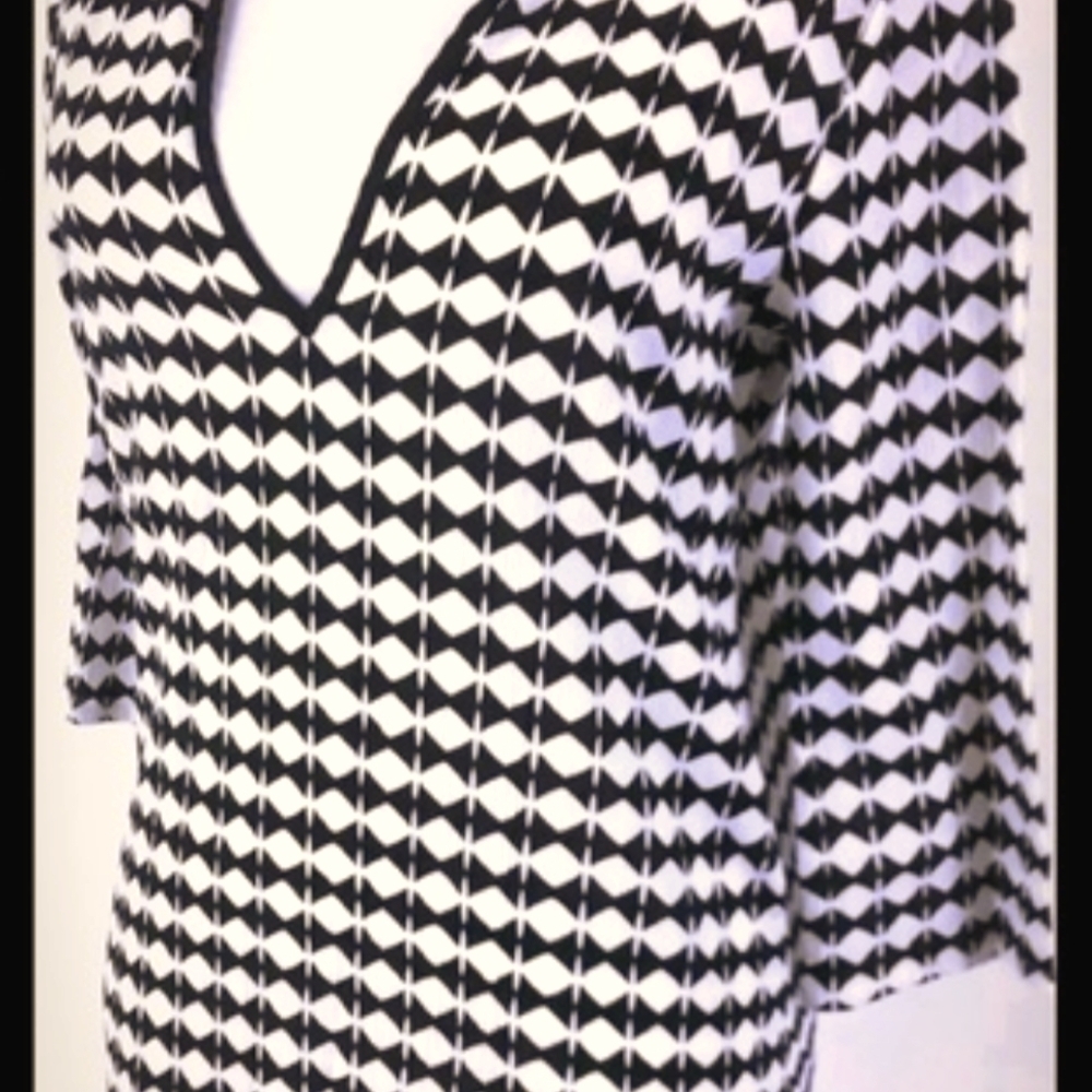 J.Crew XXS BlackCream Tunic Style Top Shirt Blouse